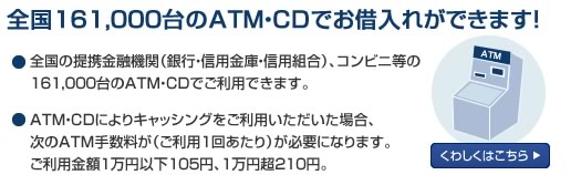 全国161,000台のATM・CDでお借入れができます!