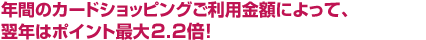 �N�Ԃ̃J�[�h�V���b�s���O�����p���z�ɂ���ė��N�̓|�C���g�ő�2.2�{�I