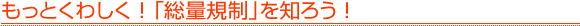 もっとくわしく!「総量規制」を知ろう!
