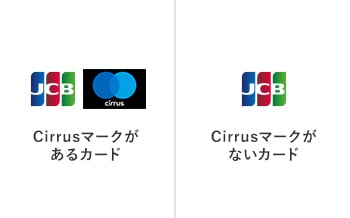 JCB Cirrus Cirrusマークがあるカード JCB Cirrusマークがないカード