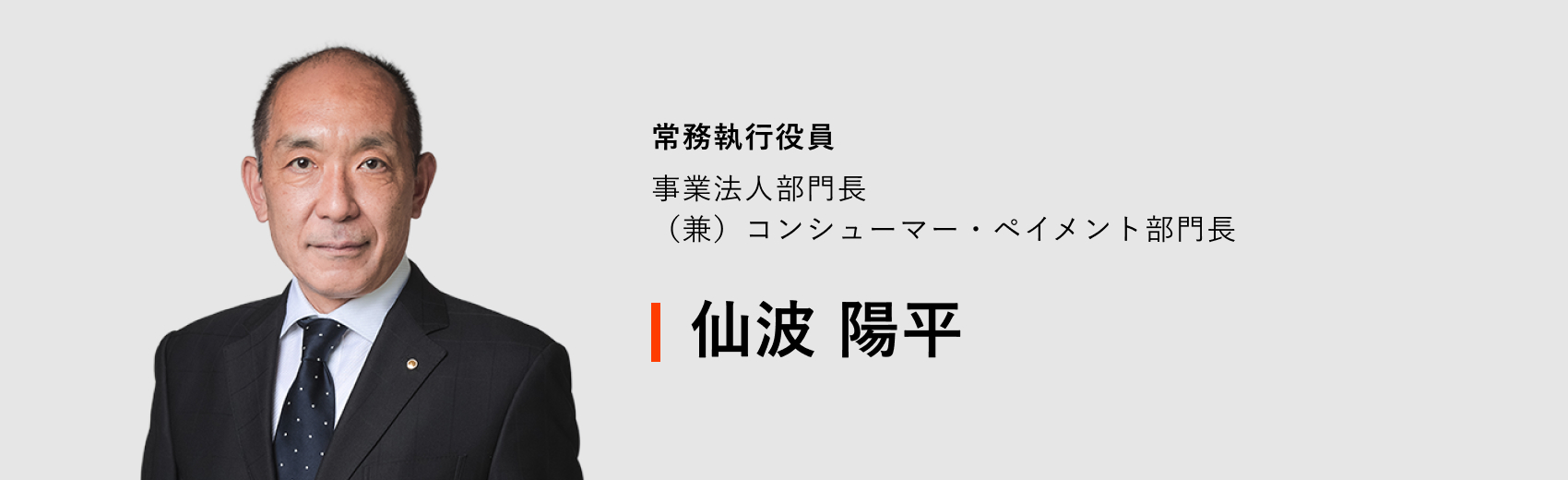 常務執行役員 事業法人部門長（兼）コンシューマー・ペイメント部門長 仙波 陽平