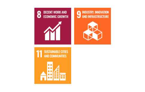 8 DECENT WORK AND ECONOMIC GROWTH 9 INDUSTRY, INNOVATION AND INFRASTRUCTURE 11 SUSTAINABLE CITIES AND COMMUNITIES