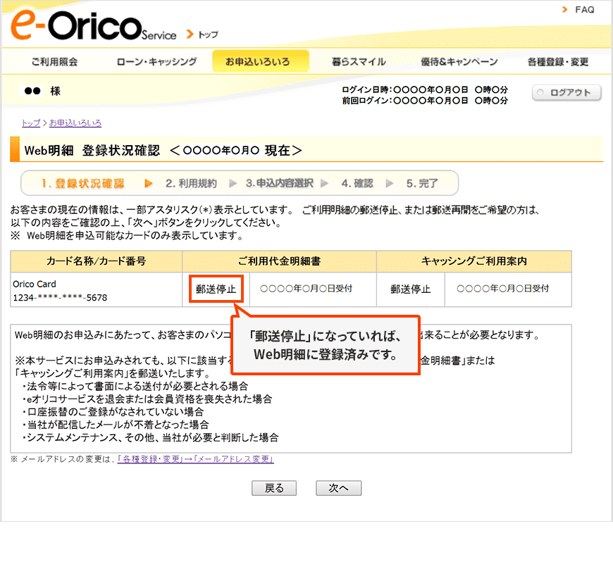 郵送停止になっていれば、Web明細に登録済みです。