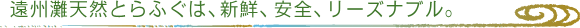 遠州灘天然とらふぐは、新鮮、安全、リーズナブル。
